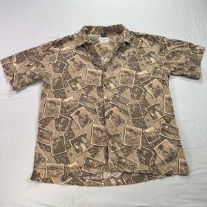 David Carey Originals Shirt Mens XL Brown Elvis Presley Button Up Vintage Photos
